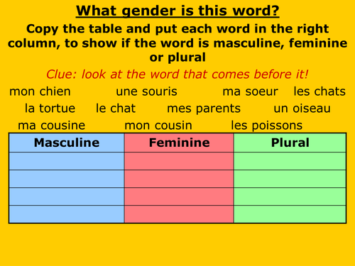 Adjective endings & gender - PowerPoint intro & practice