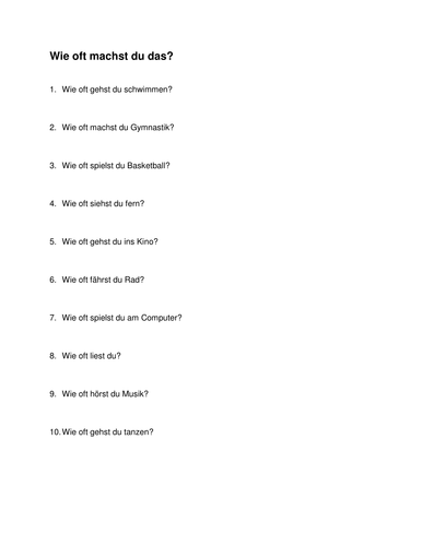 Leisure - Wie oft machst du das?