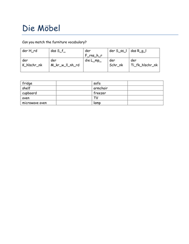 Die Moebel missing letters