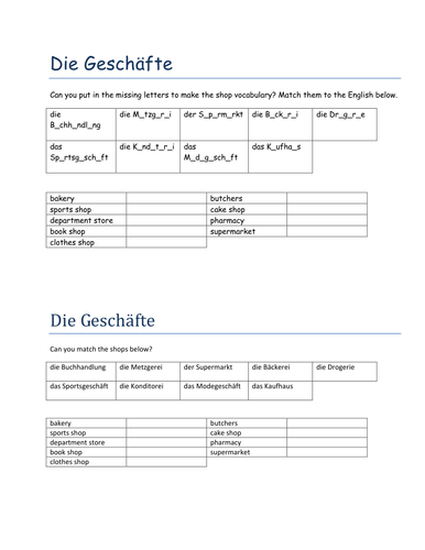 Die Geschaefte missing letters