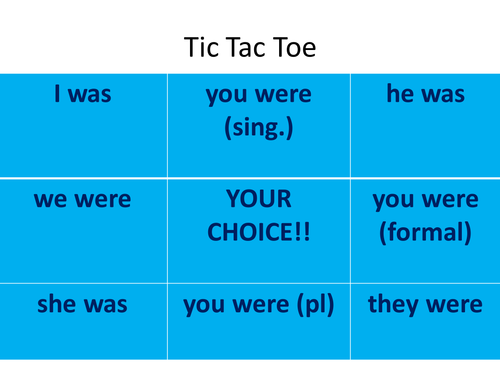 'to be' imperfect tense English to German OX game