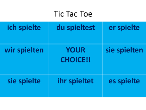 'spielen' in the imperfect tense OX game