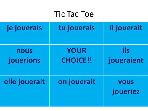 'jouer' in the conditional zero and crosses