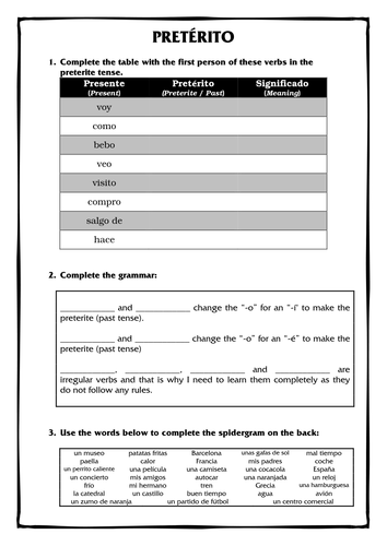 El PRETERITO / PRETERITE TENSE