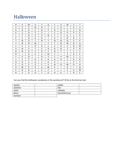 Halloween wordsearch