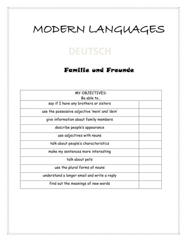 Familie und Freunde | Teaching Resources