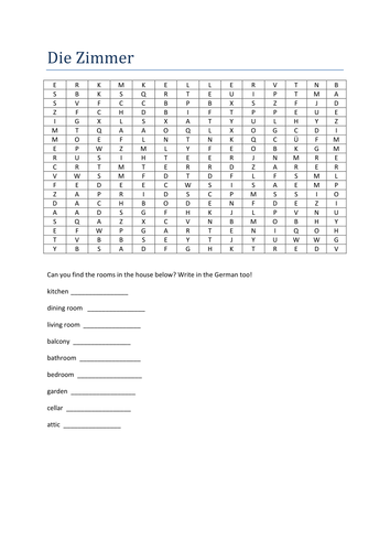 Die Zimmer word search