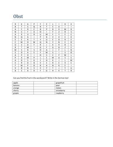 Obst wordsearch