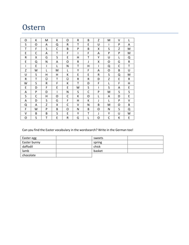 Ostern word search