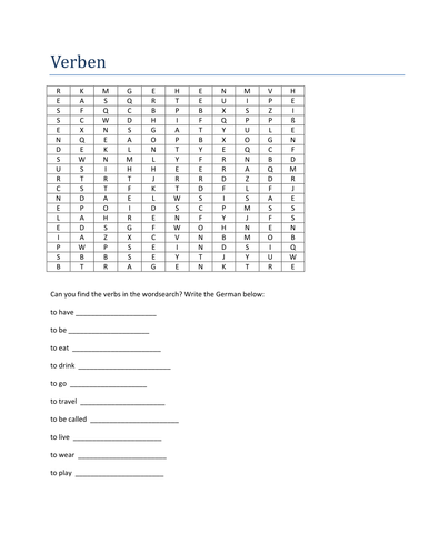 Verben wordsearch