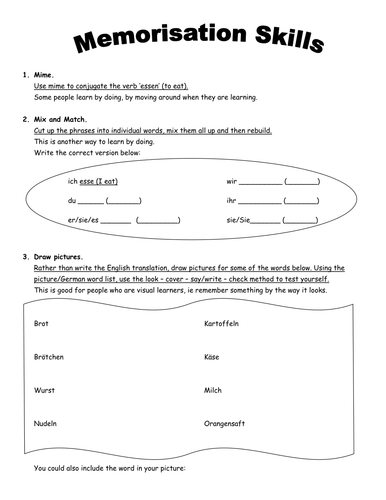 Memorisation Skills handout