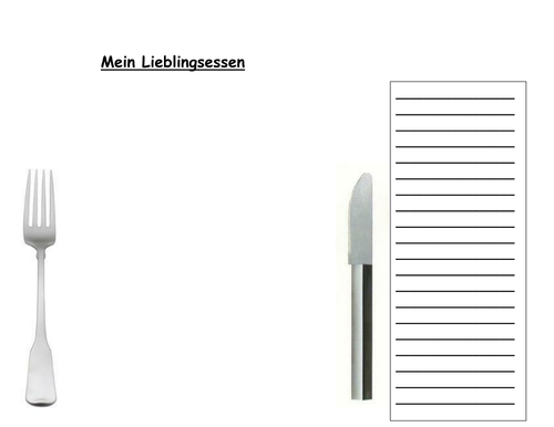 Mein Lieblingsessen Written Task handout