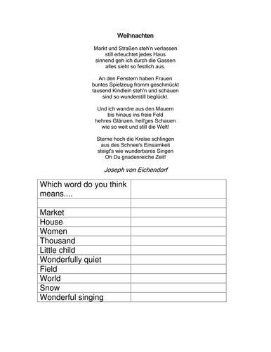 Weihnachtsgedicht von Joseph von Eichendorff