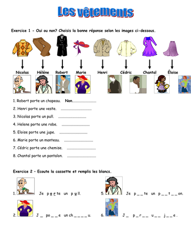 Clothes worksheet