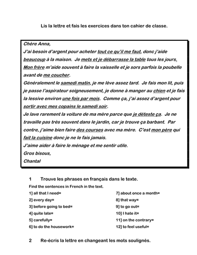 Housework / helping at home handout