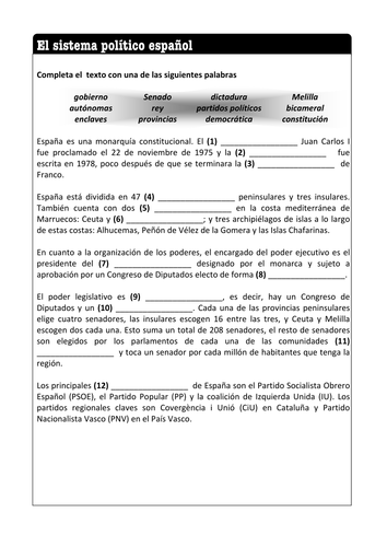 El sistema político espanol