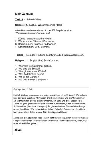 Mein Zuhause handout