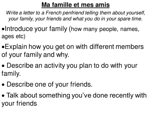 Writing/speaking assessment - friends & family