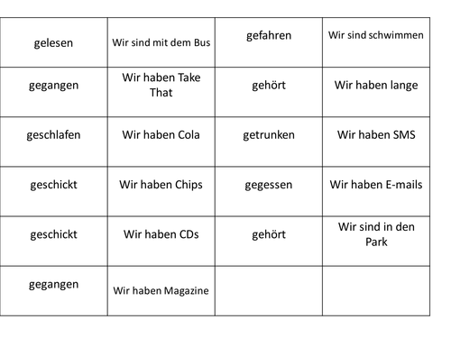 Domino past tense activities