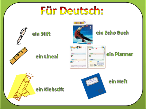 What material to bring to German lessons