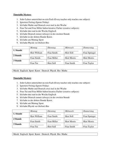 Timetable thinking skills