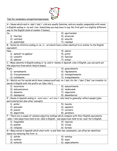 Tips for Vocabulary recognition