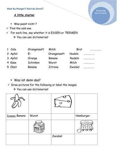 Food and drinks starter