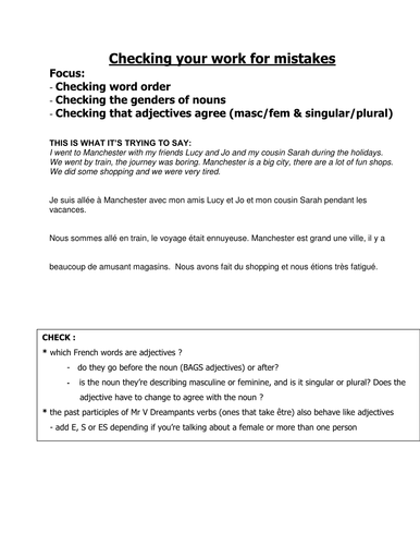 Improving writing - adjective endings & word order