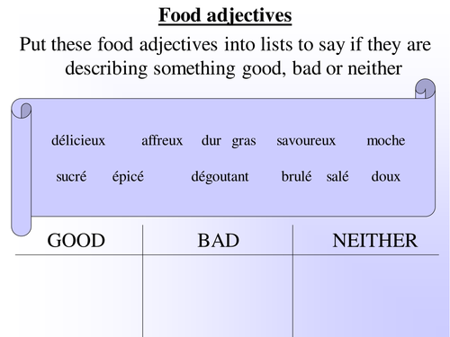 Tasting & describing food
