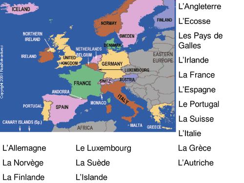 European countries - map to label