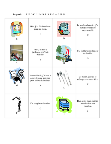 French Dominoes for Household Chores (past; present and future)