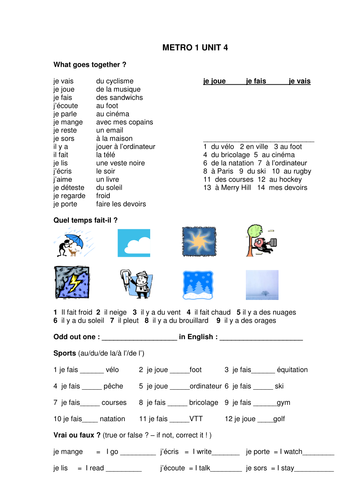 Hobbies & the weather in French