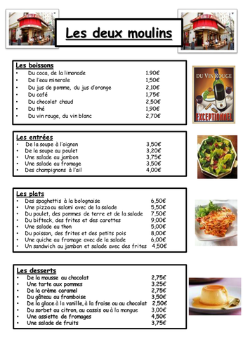 Murder mystery lesson - food & drink