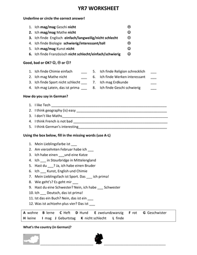 German reviewing handout