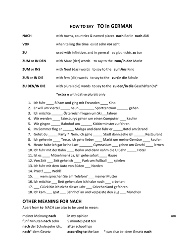 How to say TO in German