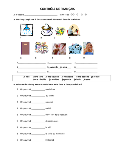 routine and hobbies test in French