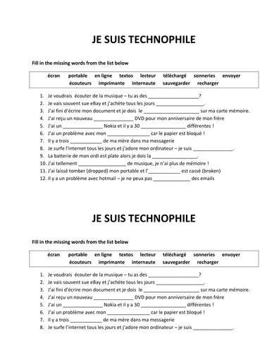 je suis technophile - technology in French