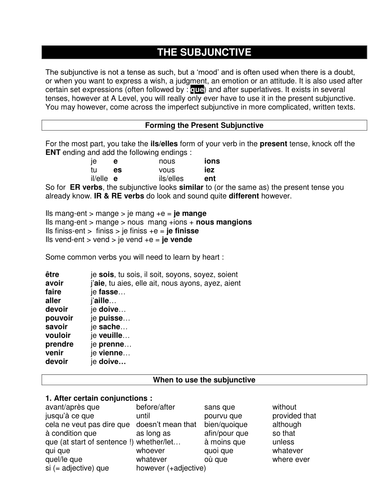 The subjunctive in French