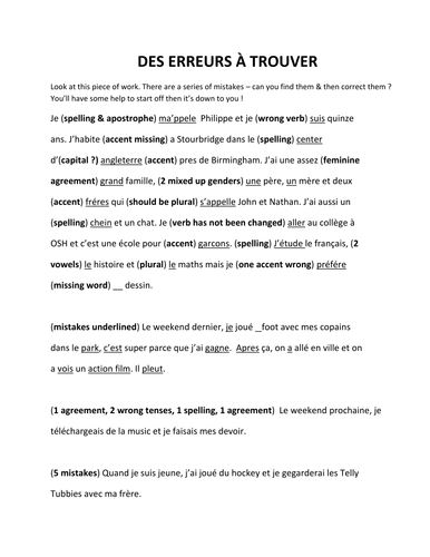 des erreurs à trouver - error analysis