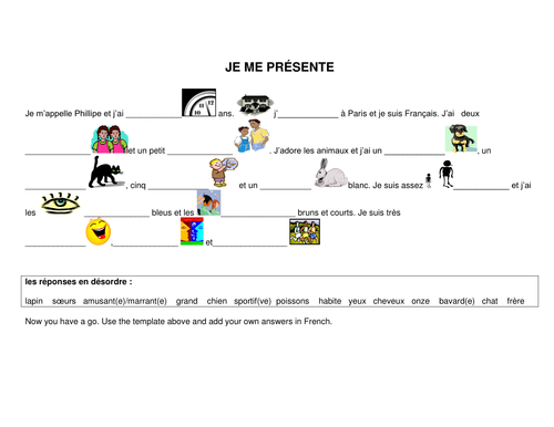 je me présente - introducing yourself in French