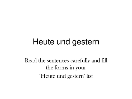 Introducing Perfect Tense