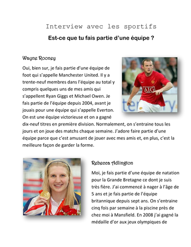 Fais-tu partie d'un club/d'une equipe?