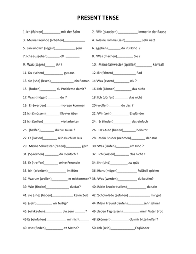 present tense in German