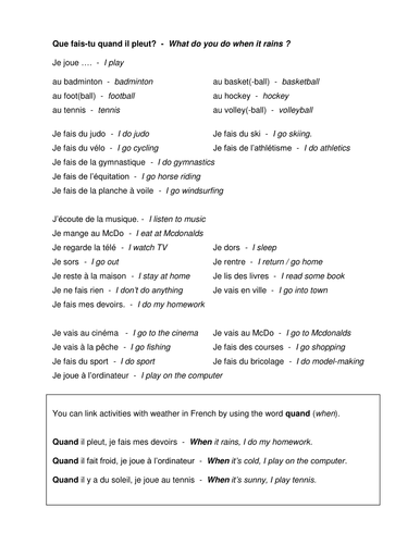 Weather & activities using quand