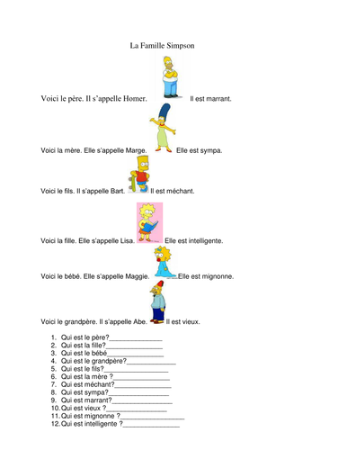 Simple sentences to use with family vocab and adjectives.