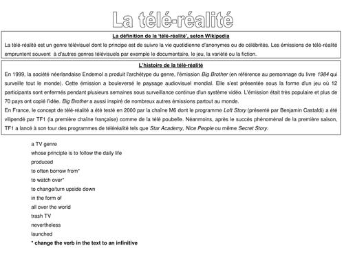 Intro to téléréalité