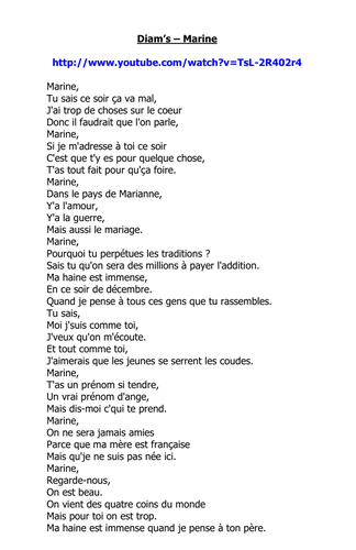 Diam's vs Marine le Pen