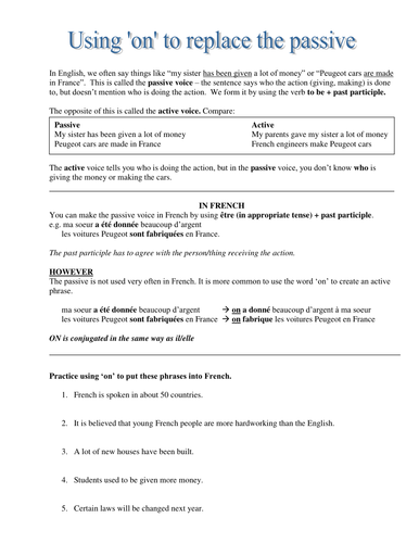 Use of 'on' & passive vs active voice