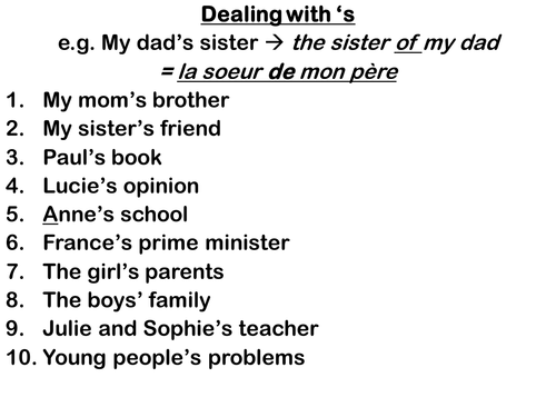 Dealing with "apostrophe S" in French