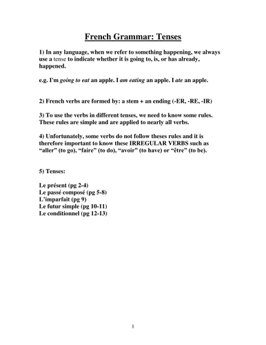 French Tenses Booklet